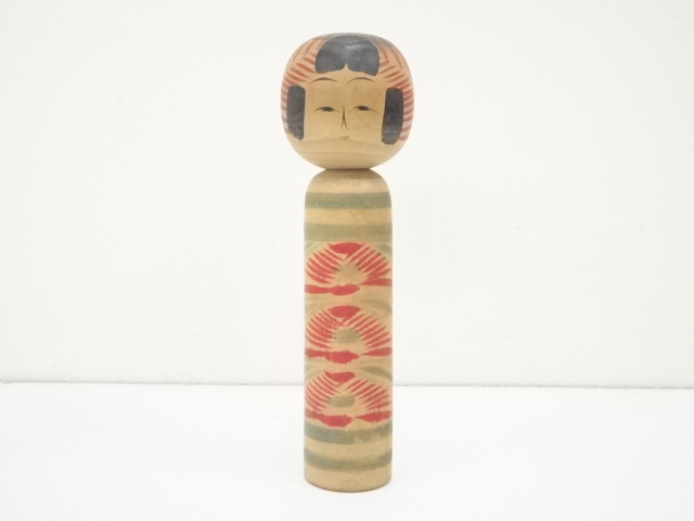 JAPANESE FOLK CRAFT / WOODEN KOKESHI DOLL / 21.1cm / SIGNED ARTISAN WORK